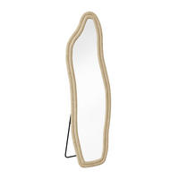 GANZKÖRPERSPIEGEL Wellen-Design mit U-Standfuß & Scharnier 140/45 cm Champagner-Gold - Goldfarben, Glas/Holzwerkstoff (45/140/3cm) - Creahappy