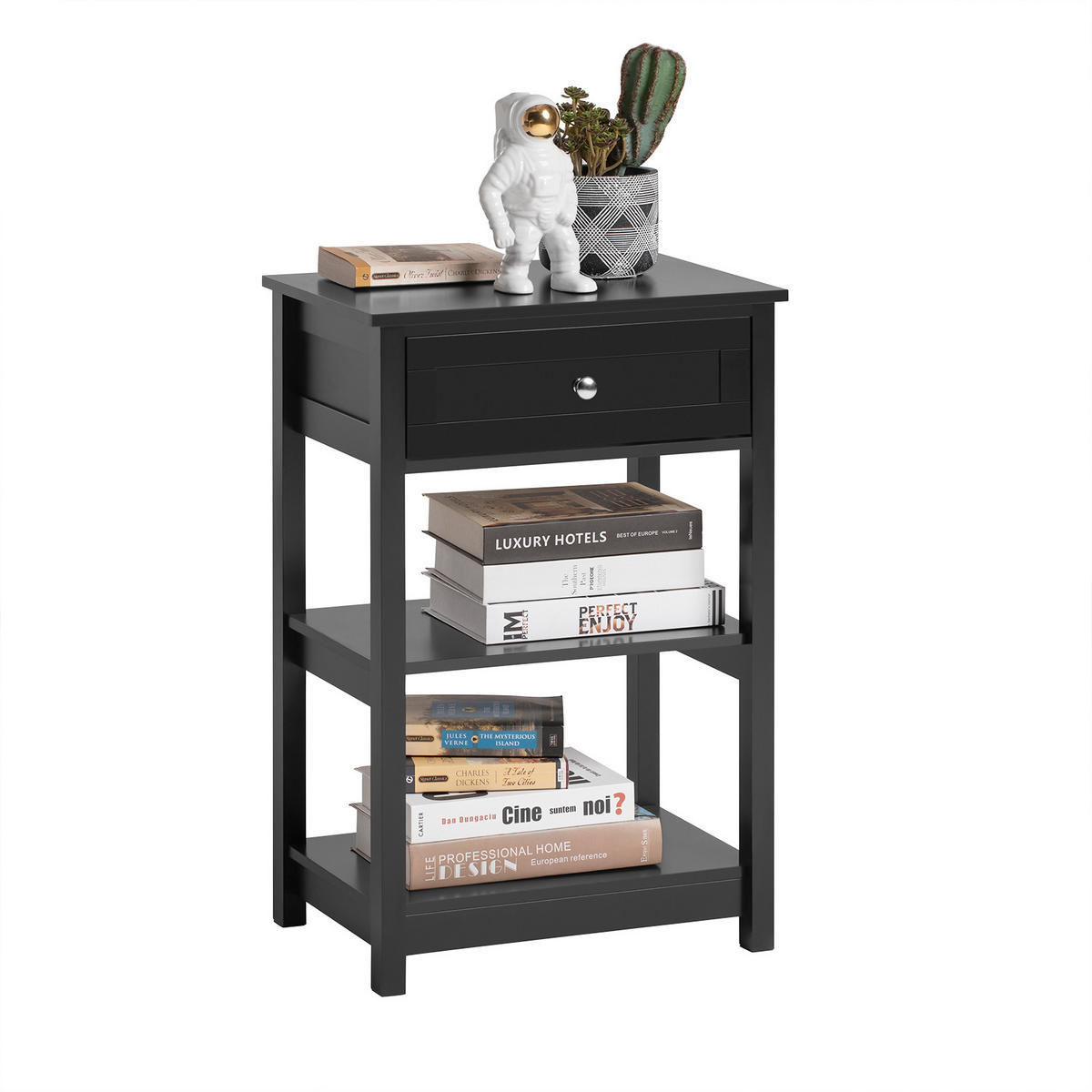 NACHTTISCH Schwarz - Schwarz, Holzwerkstoff (30/45/69cm) - SoBuy