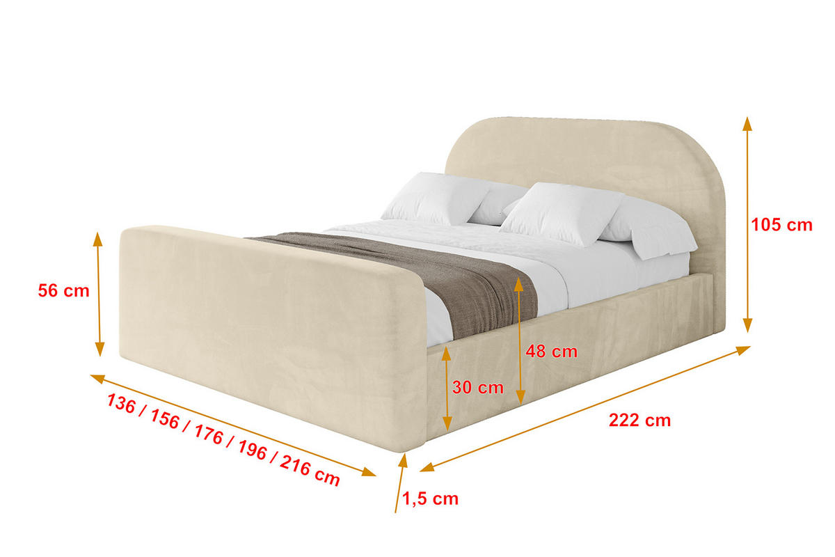 POLSTERBETT mit Bettkasten, Fußteil und Lattenrost, Boxbett mit Matratze H3/H4 - TIVON-Z 120x200 Beige - Ecru, Holzwerkstoff/Textil (120/200cm) - ALTDECOR