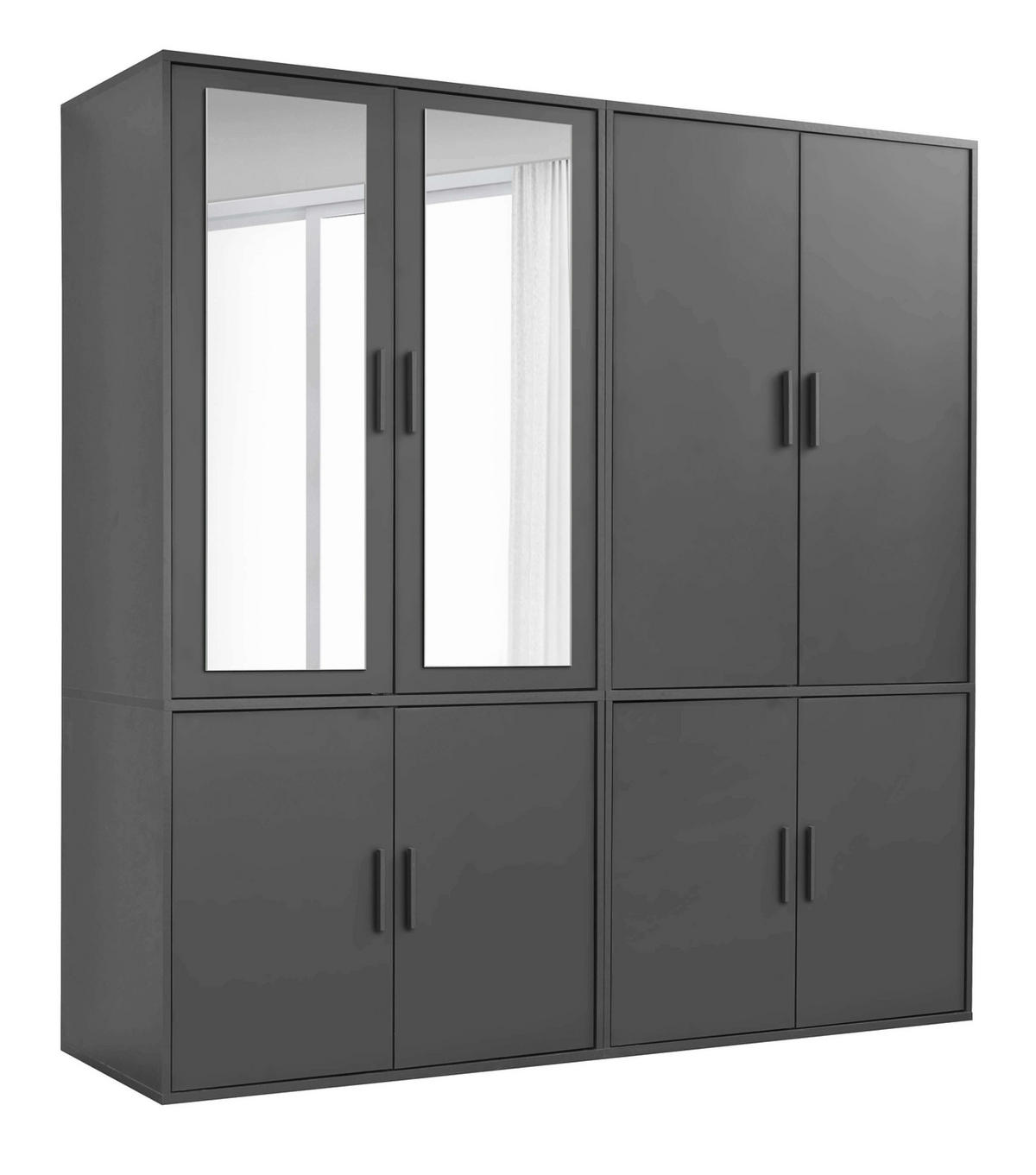 KLEIDERSCHRANK mit Spiegel Der Grenzenlose - Anthrazit, Holzwerkstoff (180/187/58cm) - Mokebo