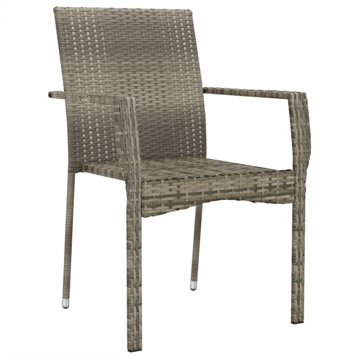 GARTENSTÜHLE mit Kissen 4 Stk. Poly Rattan Grau - Dunkelgrau/Grau, Holz (59/88/53.5cm) - furnicato