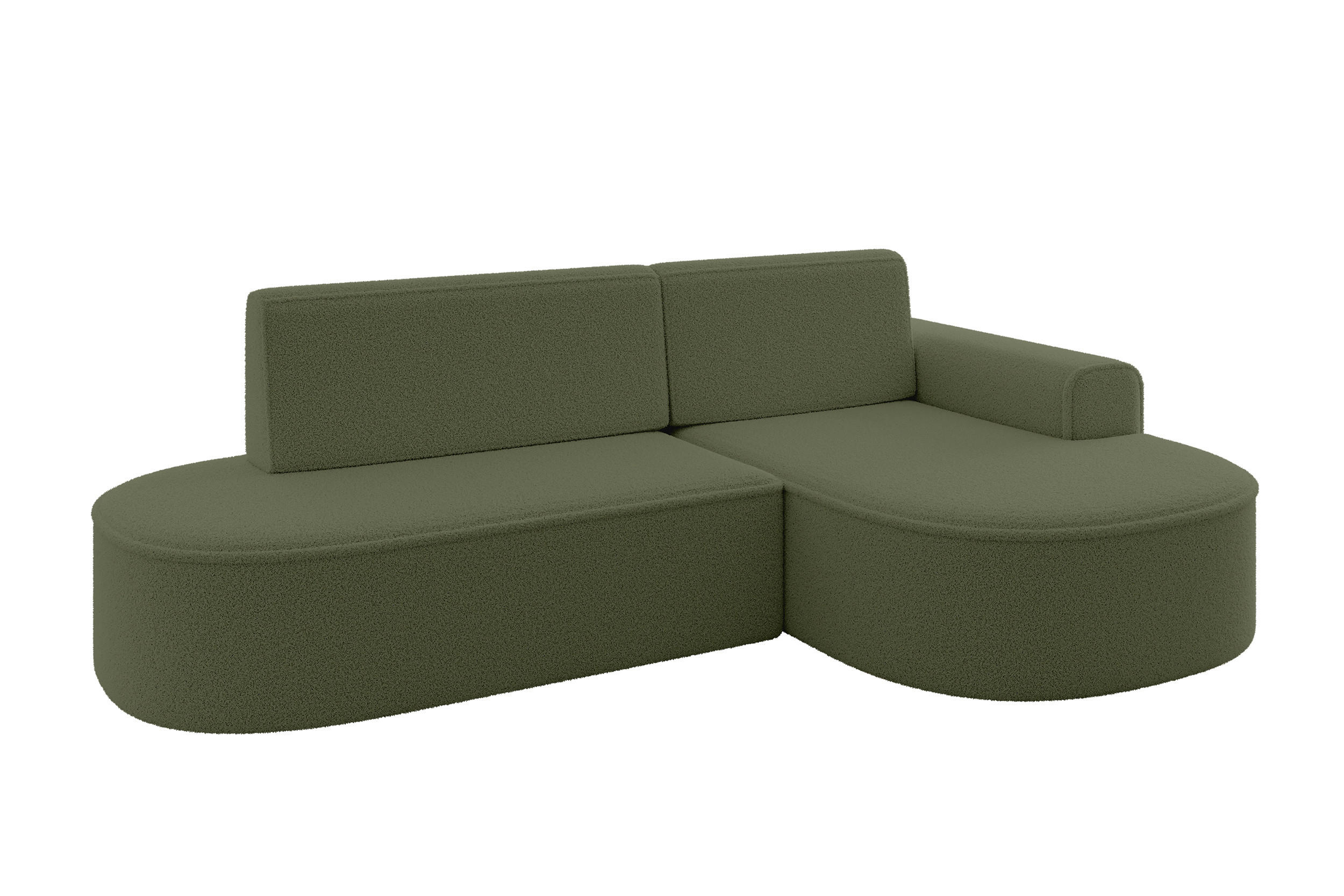 ECKSOFA mit Schlaffunktion und Bettkasten Ottomane Rechts MARI-L1-S - 283x167x73 cm Grün Bouclé - Schwarz/Grün, Holzwerkstoff/Kunststoff (167/283cm) - ALTDECOR