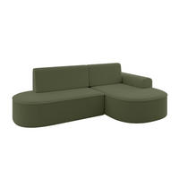 ECKSOFA mit Schlaffunktion und Bettkasten Ottomane Rechts MARI-L1-S - 283x167x73 cm Grün Bouclé - Schwarz/Grün, Holzwerkstoff/Kunststoff (167/283cm) - ALTDECOR