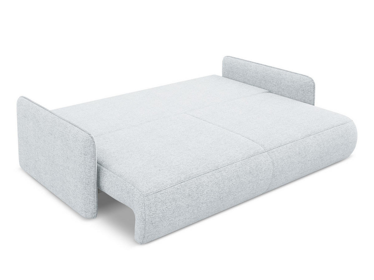 3-SITZER SOFA mit Schlaffunktion Chenille Stoff Blau - Blau/Schwarz, Kunststoff/Textil (216/86/105cm) - Makamii