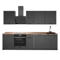KÜCHENZEILE Fame-Line, Dunkelgrau/Anthrazit, 280 cm, AP Eiche - Dunkelgrau/Anthrazit, Holzwerkstoff (280/206.8/60cm) - Vicco