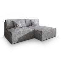 ECKSOFA FIORO P Hellgrau Kordstoff mit Schlaffunktion - Hellgrau, Holz (204/148cm) - MASSENO