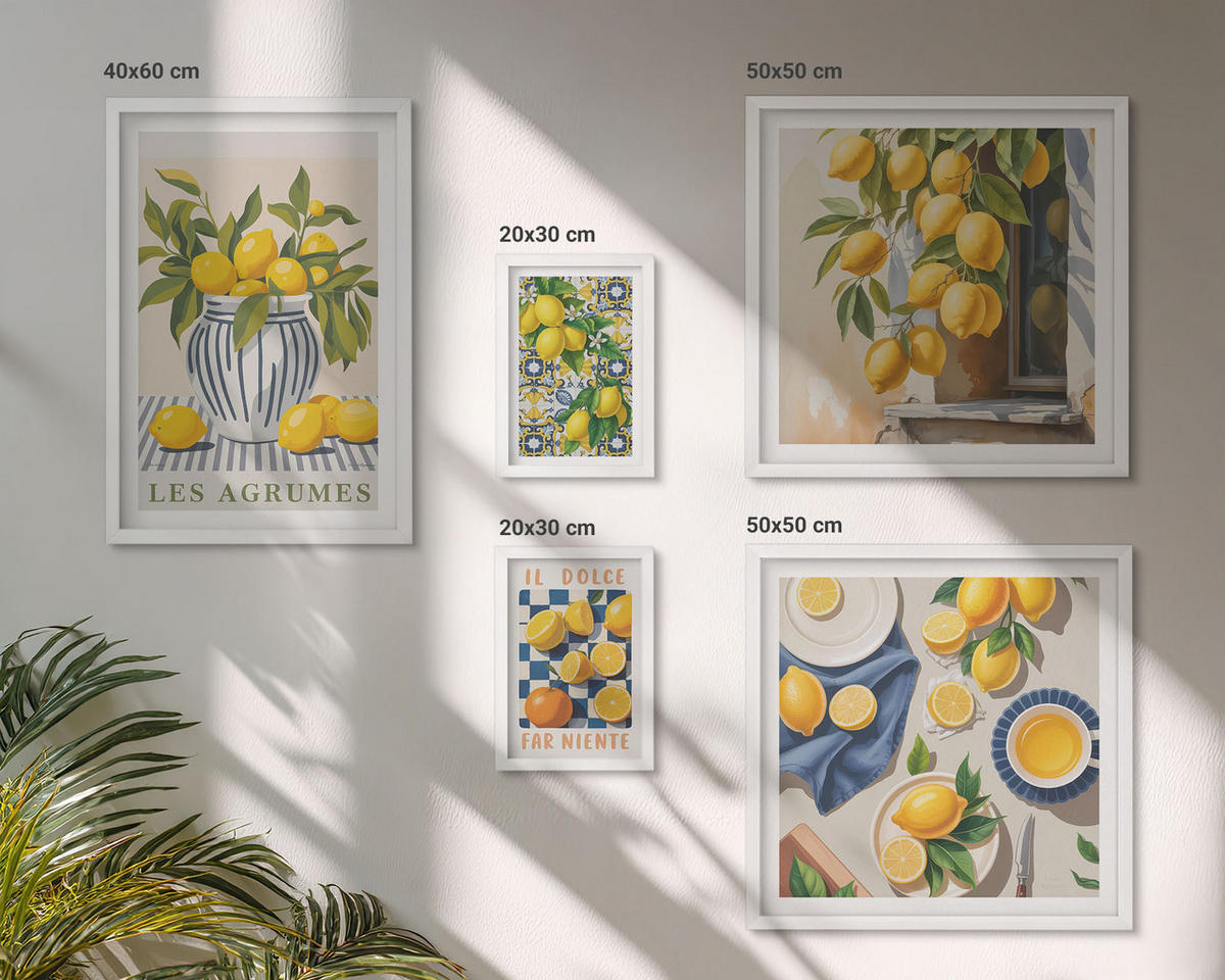 BILDER SET 5er Set - 50x50 cm & 20x30 cm & 40x60 cm Weißer Rahmen - Rustikale Cocktails mit Olivenblüten - Weiß, Kunststoff (40/60cm) - TULUP