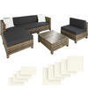 RATTANLOUNGE , mit Sicherheitsglasplatte, natur - Naturfarben, Kunststoff - tectake
