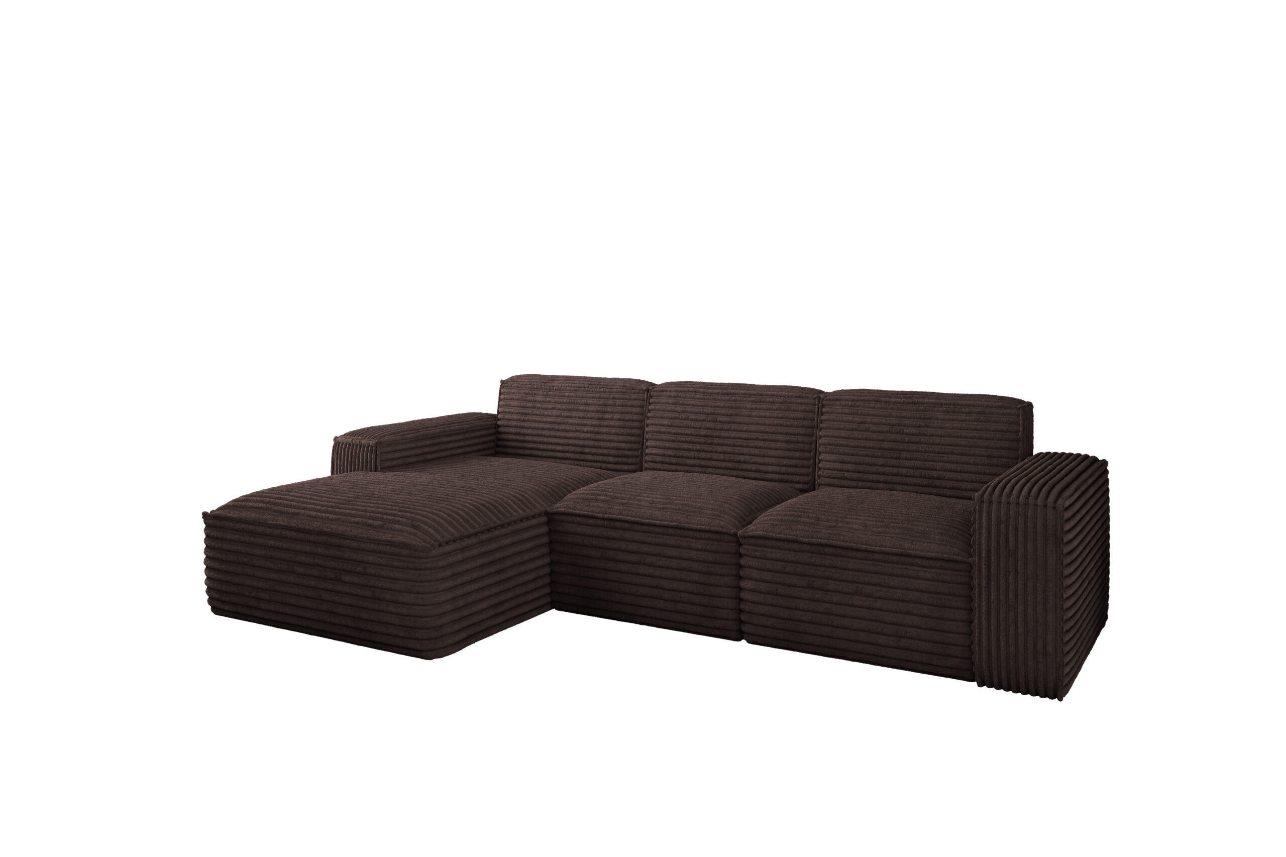 ECKSOFA L-Form Siena Stoff Velo Braun Links - Braun, Holz/Kunststoff (165/266cm) - Kaiser Möbel