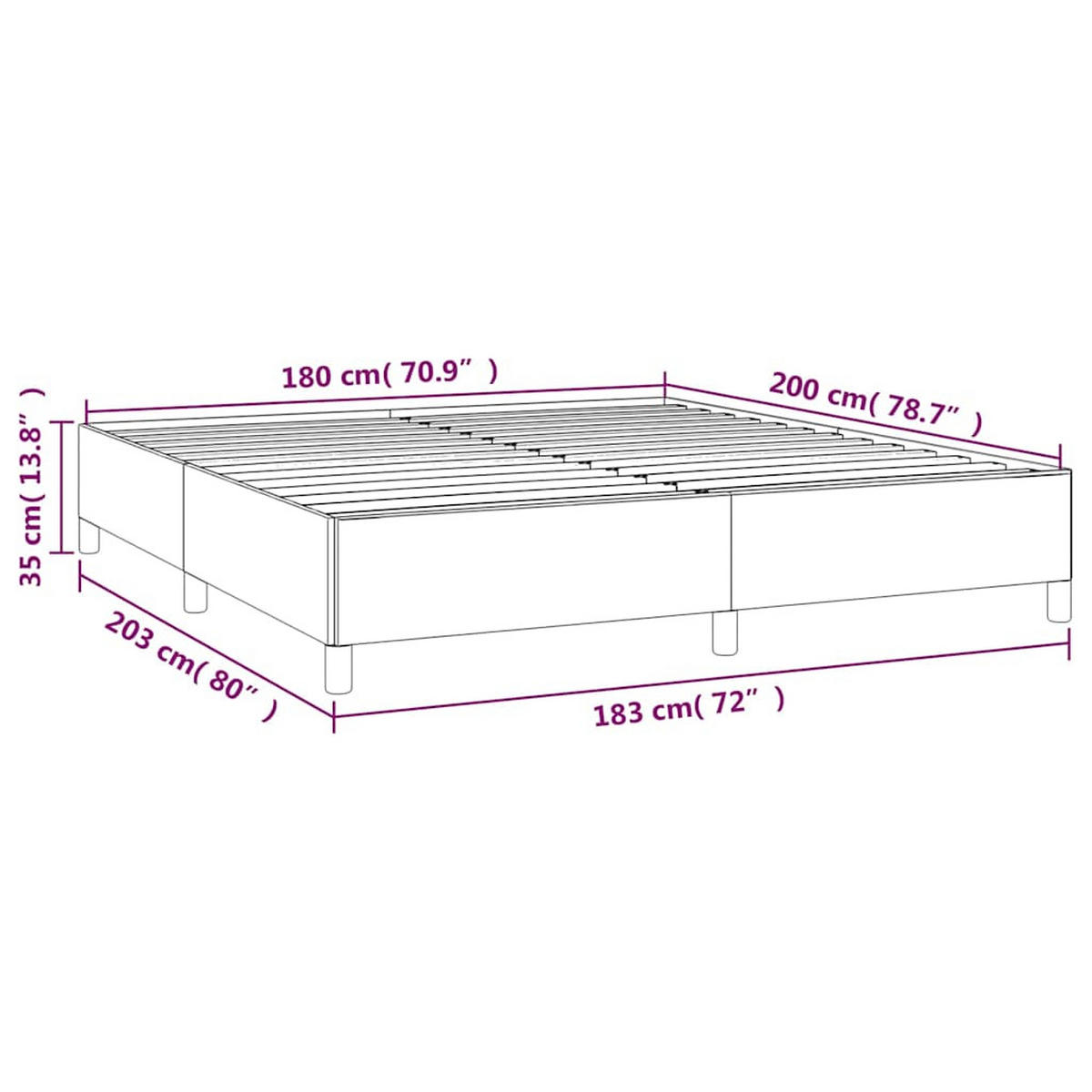 BOXSPRINGBETT 180/200 Cm Schwarz Gewebe - Schwarz, Textil (180/203cm) - vidaXL