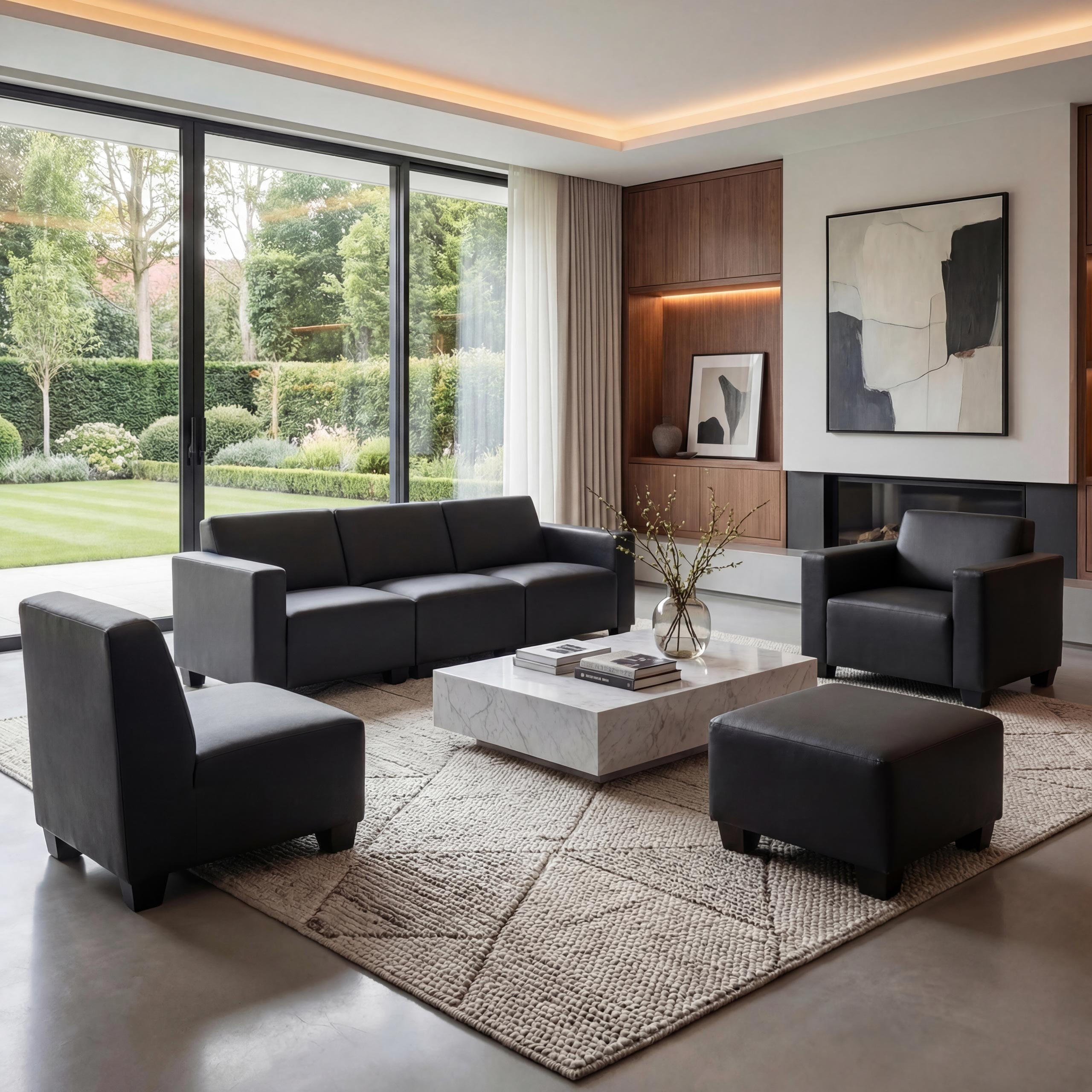 Thumbnail - MCW Couch-Garnitur, Schwarz, Textil, 193x76x72 cm, Wohnzimmer, Sofas & Couches, Sitzgarnituren