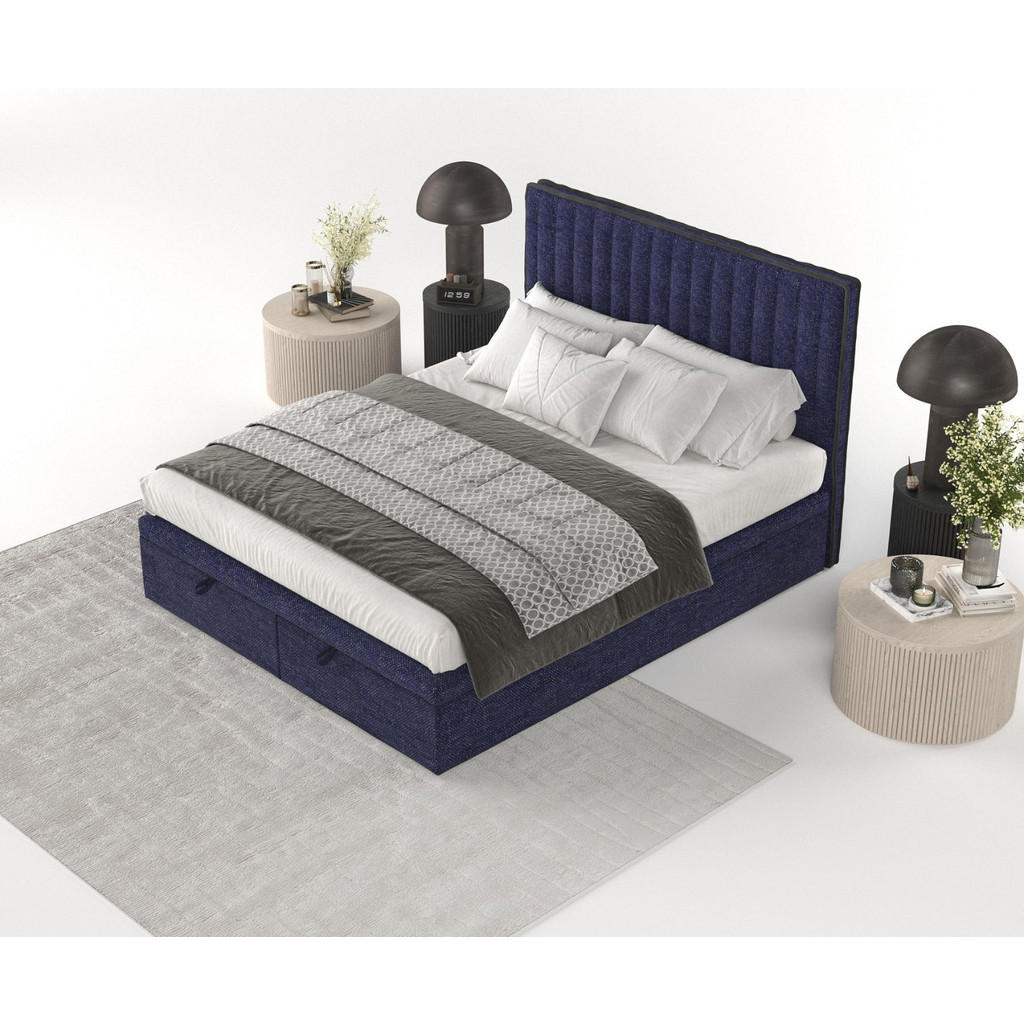 Thumbnail - AltaBeds Polsterbett, Dunkelblau, Textil, Buche, Kiefer, 140x200 cm, Handmade in Europe, Schlafzimmer, Betten, Polsterbe...