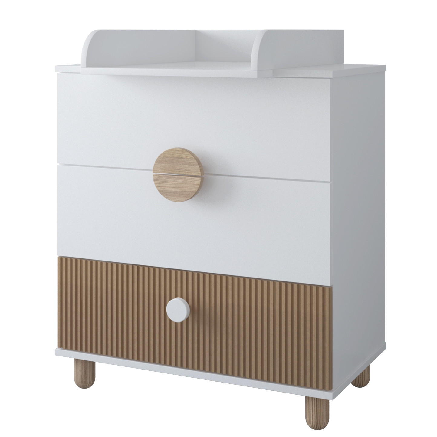 WICKELTISCHE Bebella - Weiß, Naturmaterialien (48/90/80cm) - kiki design