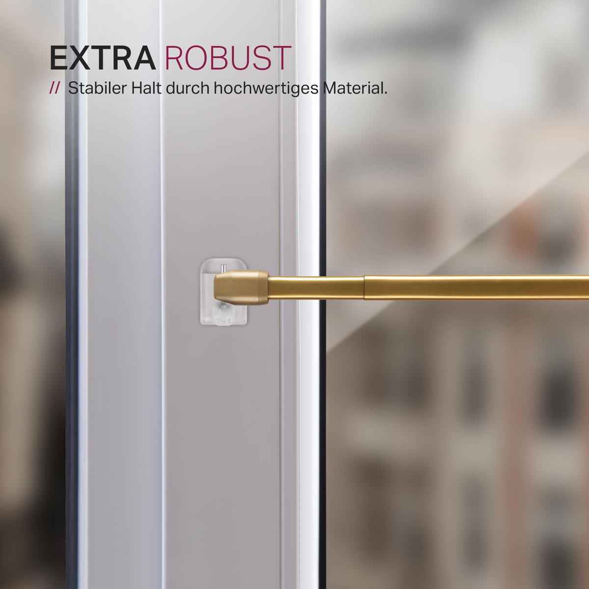 GARDINENSTANGE 2er-Pack Gold Messing glänzend 60-90 cm + 4 Klemmträger - Goldfarben, Metall (1/60cm)