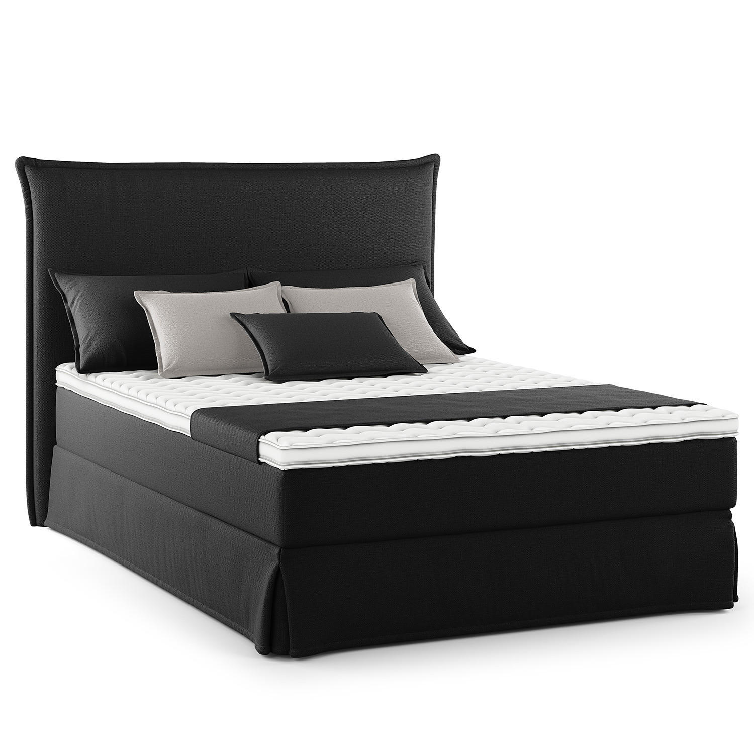 BOXSPRINGBETT mit Husse - Schwarz, Textil (140/200cm) - home24