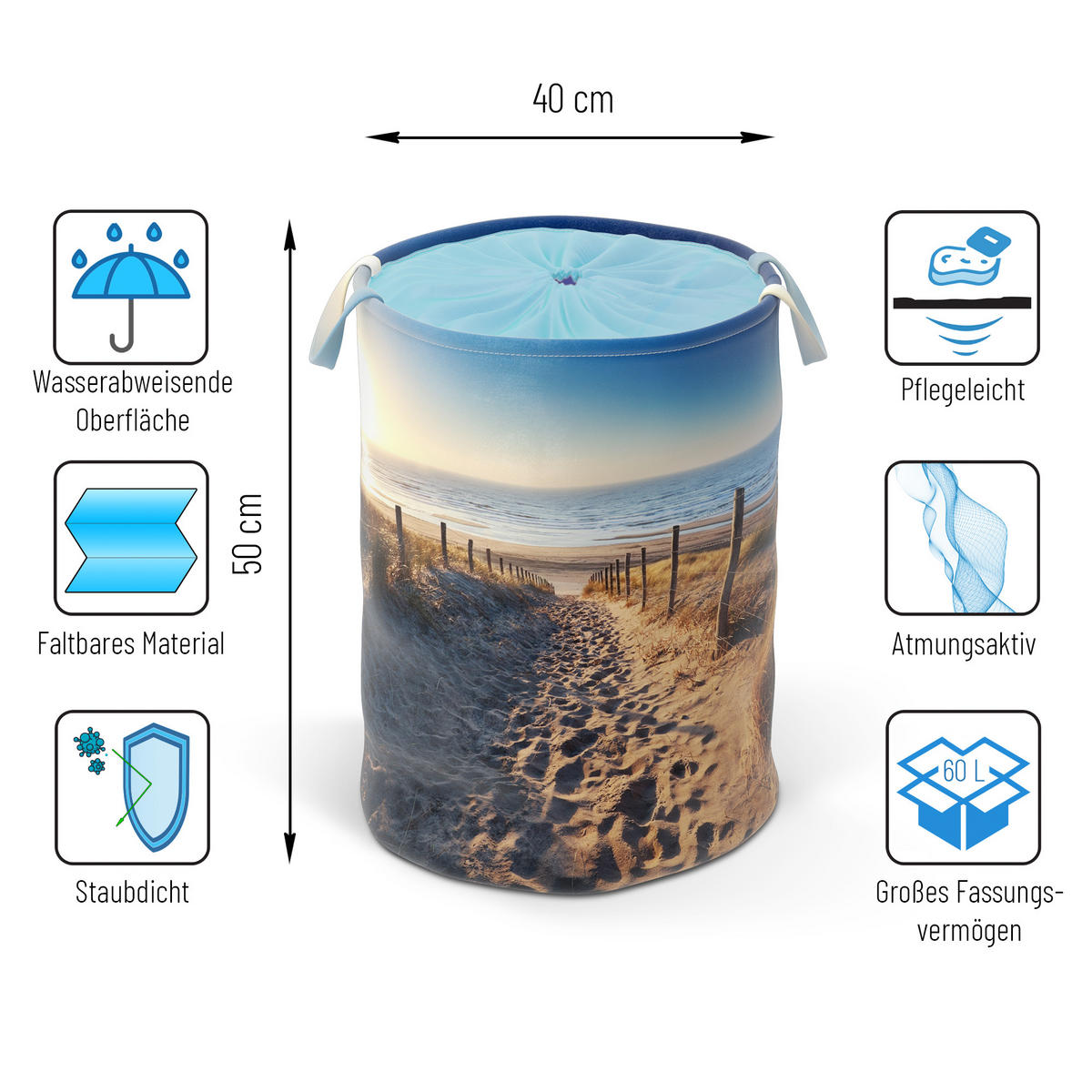 WÄSCHEKORB Düne - Beige, Textil (37/55/55cm) - Sanilo