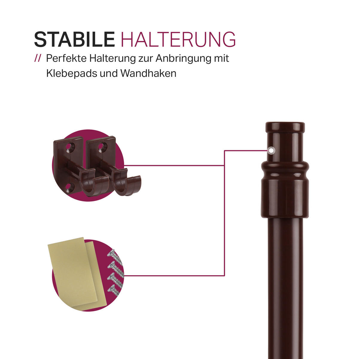 GARDINENSTANGE Dunkelbraun 75-125 cm - Braun, Metall (75cm) - Bestlivings