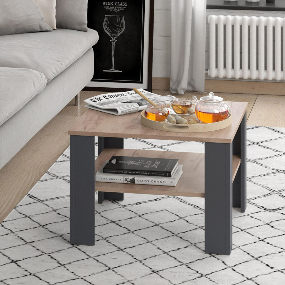 COUCHTISCH Homer Anthrazit 60 x 60 cm - Anthrazit, Holzwerkstoff (60/60/42cm) - Vicco