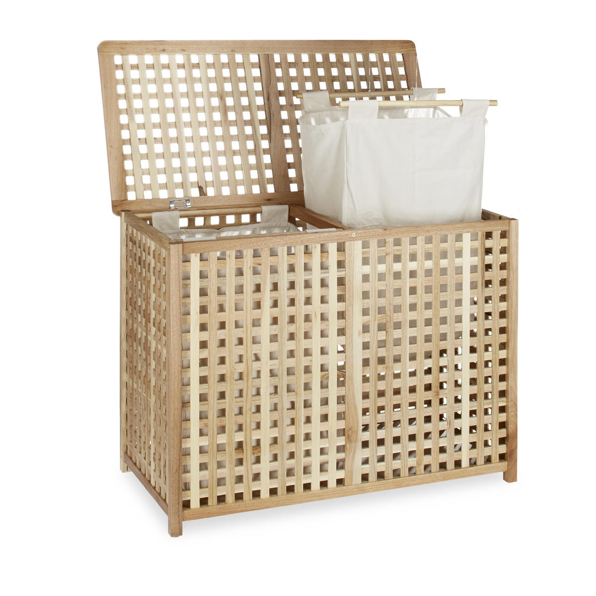 WÄSCHESAMMLER - Hellbraun, Holz/Textil (87.9/68.1/46.1cm) - Relaxdays