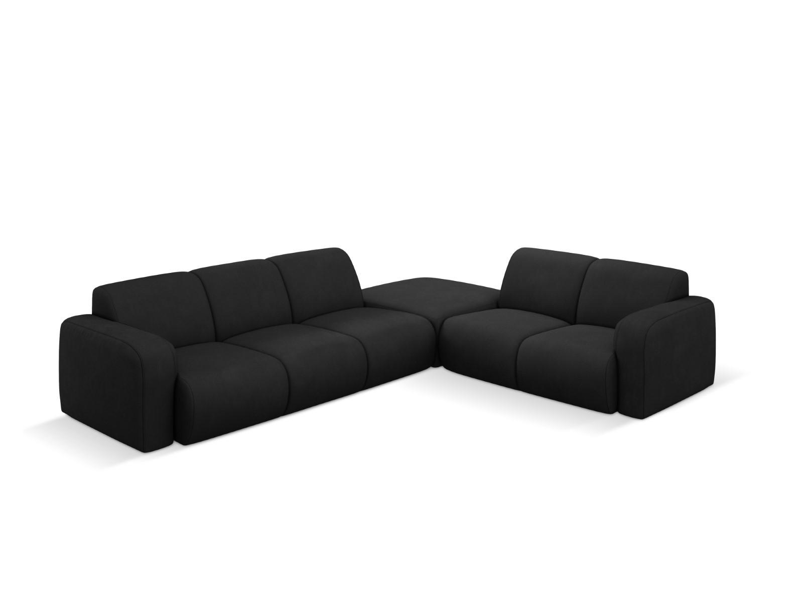 ECKSOFA rechts Molino aus strukturiertem Stoff schwarz 6 Sitzplätze - Schwarz, Textil (250/315cm) - Micadoni