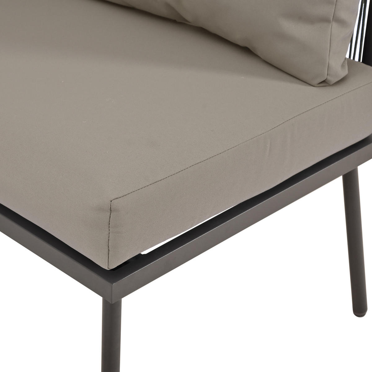 GARTENMÖBEL 120x60x72cm grau aus Eisen und mit Kissen - Grau, Metall - Modfu