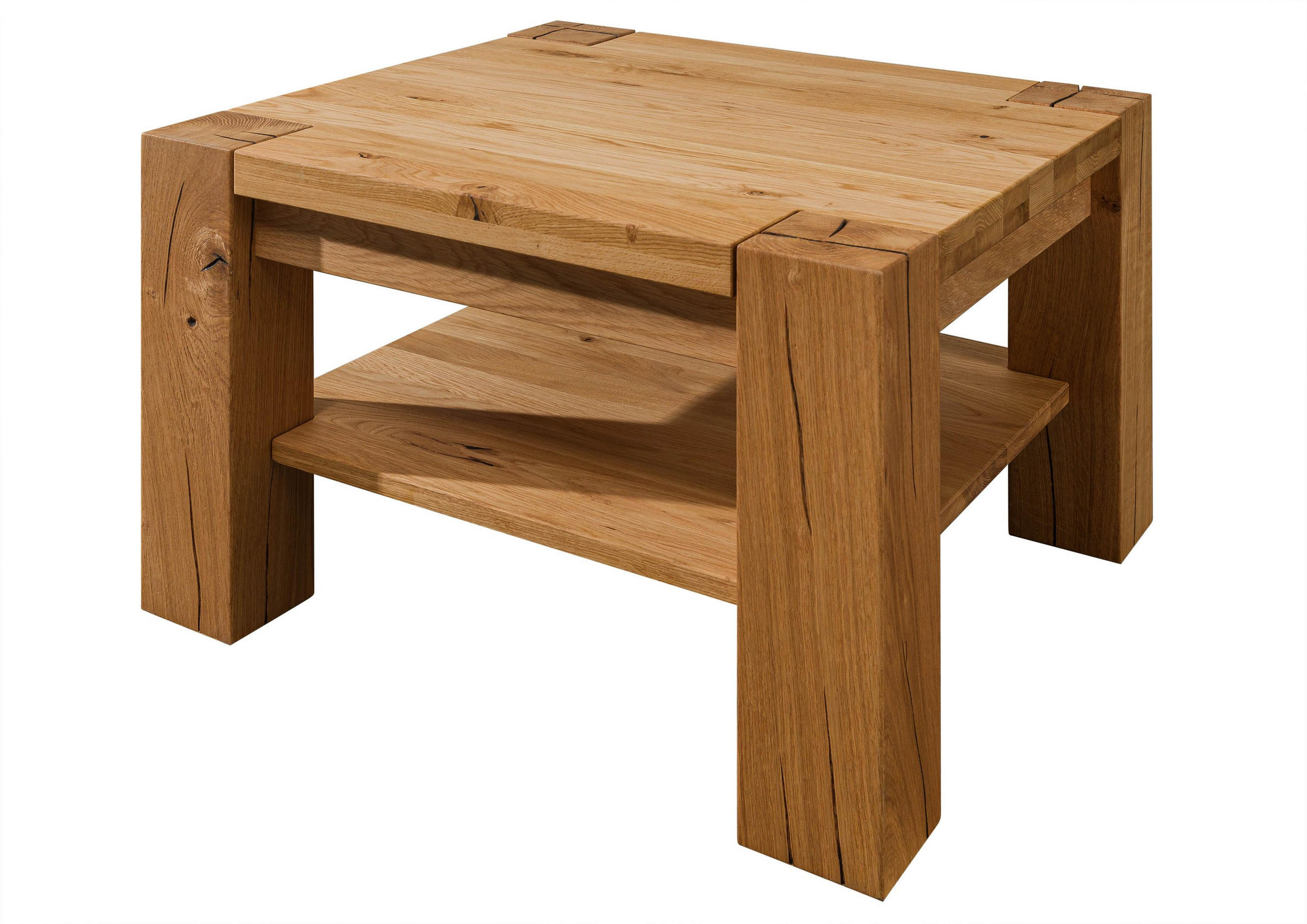 COUCHTISCH Wildeiche 70x70x45 braun geölt KENT #314 - Dunkelbraun, Holzwerkstoff (70/70/45cm) - Massivmoebel24