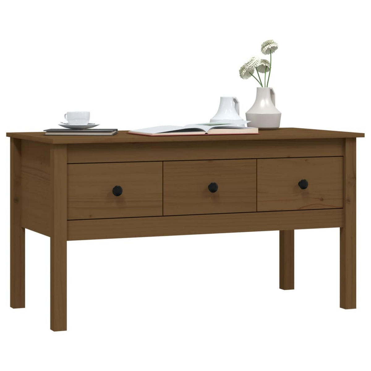 COUCHTISCH Honigbraun 102x49x55 cm Massivholz Kiefer - Braun, Holz (49/102/55cm) - furnicato