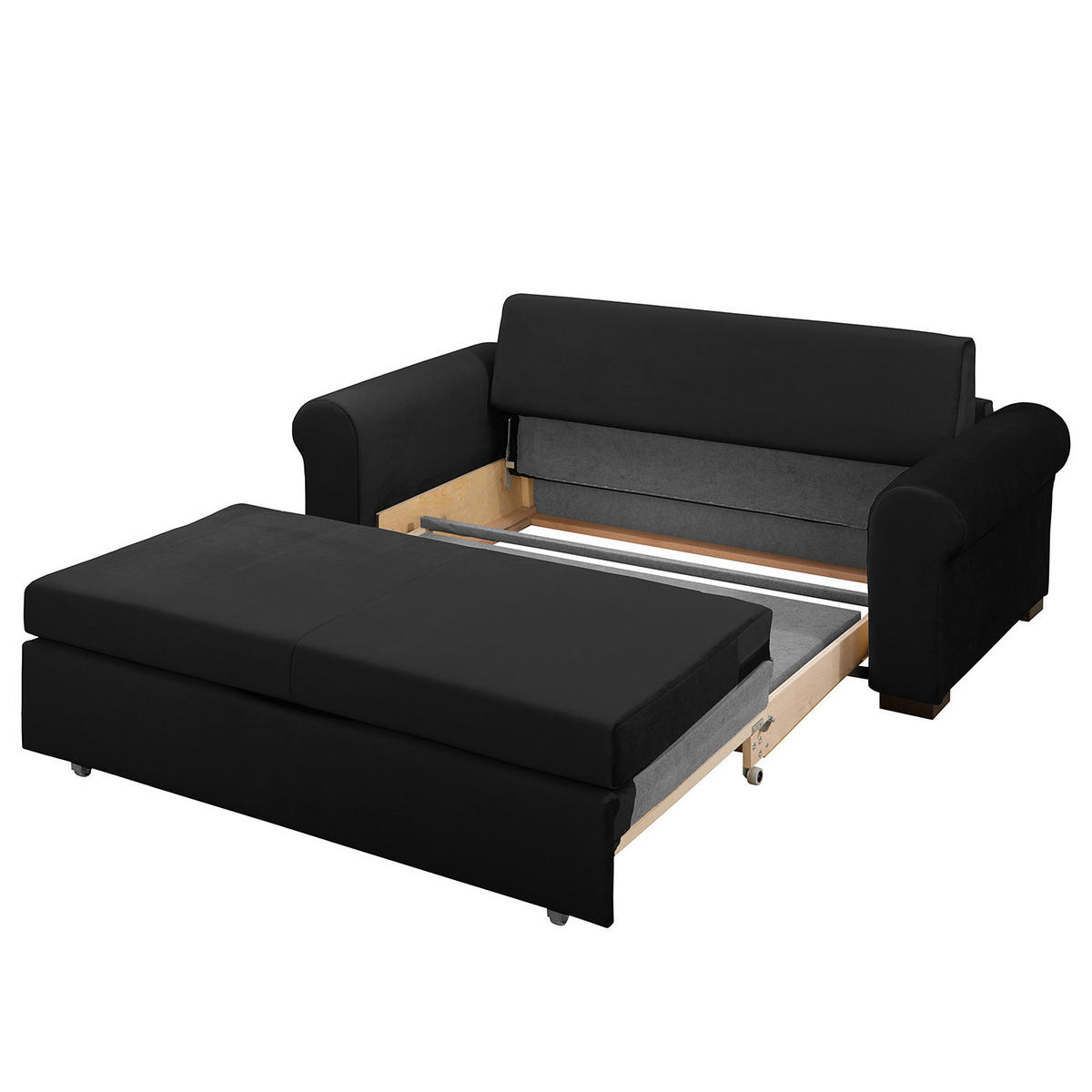 SCHLAFSOFA - Transparent/Anthrazit, Birkenholz/Textil (205/95/90cm) - home24