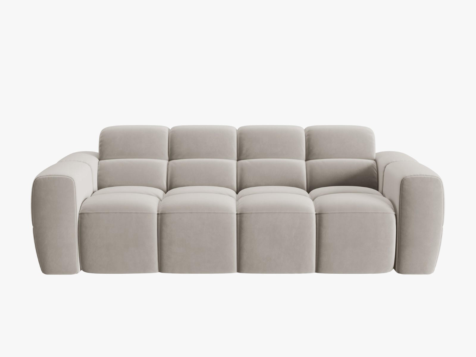 SOFA Lisa aus Samt leichtes beige 3 Sitzplätze - Creme, Textil (101/77/216cm) - Micadoni