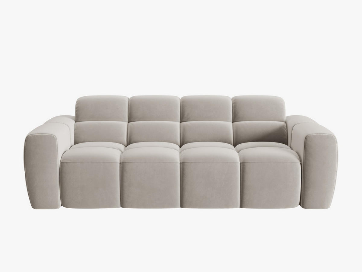 SOFA Lisa aus Samt leichtes beige 3 Sitzplätze - Creme, Textil (101/77/216cm) - Micadoni