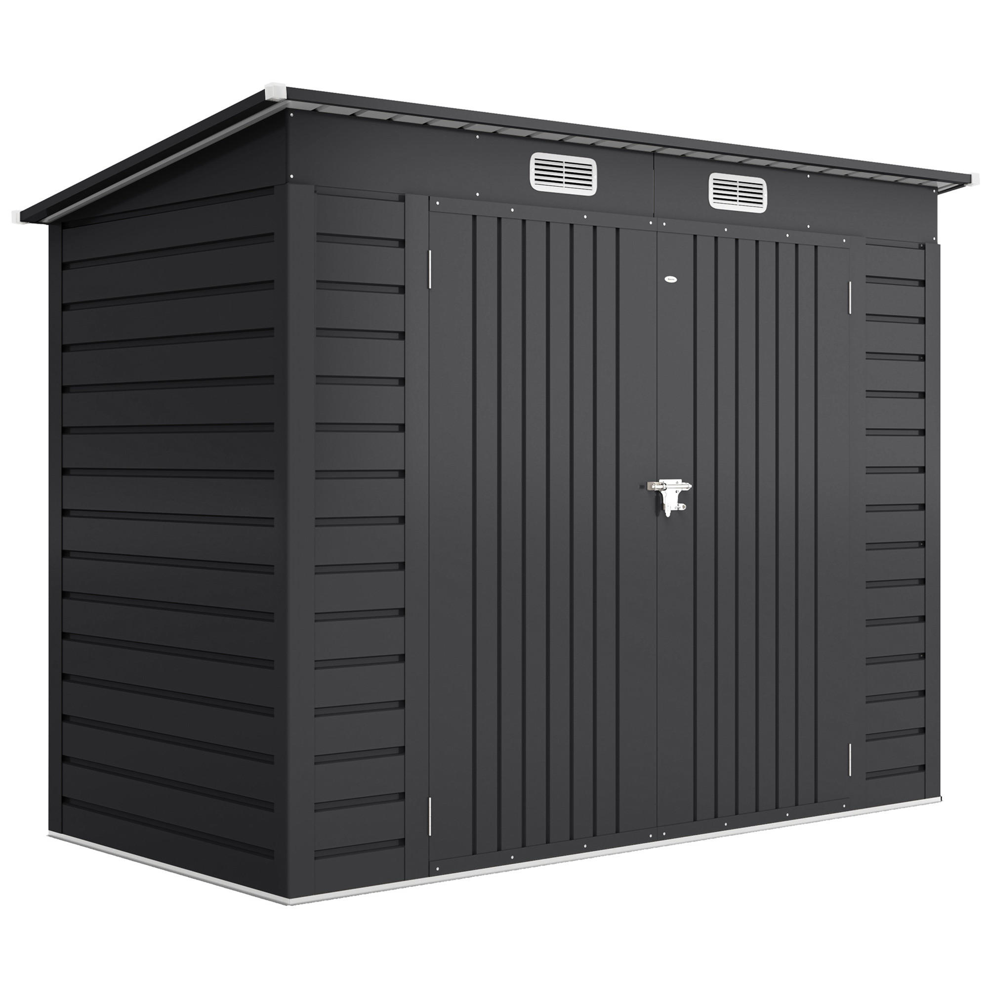 Outsunny KŮLNA z oceli, 2,7 m² kůlna s dvojitými dveřmi, zámkem a UV ochranou