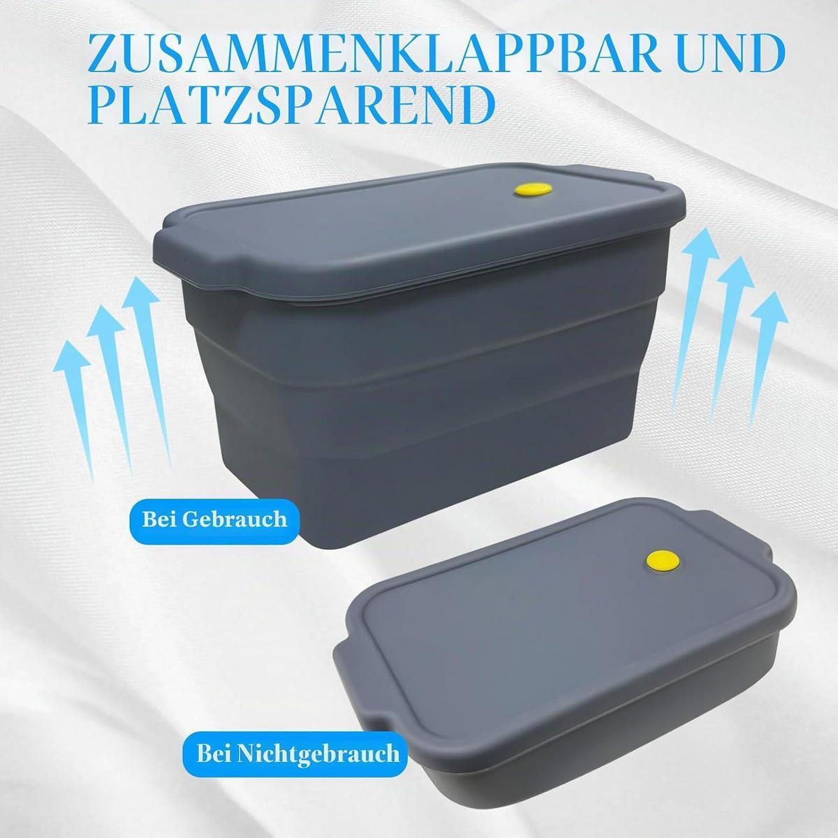 BROTBACKFORM Silikon faltbar mit Deckel Grau 22.5*12.5*12.5cm - Grau, Kunststoff (12.5/12.5/22.5cm)