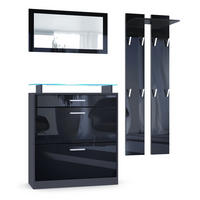 GARDEROBE Loret Front in Schwarz Hochglanz - Schwarz Hochglanz, Holzwerkstoff (180/200/23cm) - Vladon
