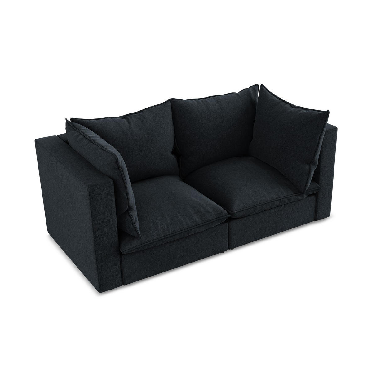 2-SITZER SOFA Samt Stoff Blau - Blau/Schwarz, Holzwerkstoff/Kunststoff (180/77/90cm) - LaMiaSofa