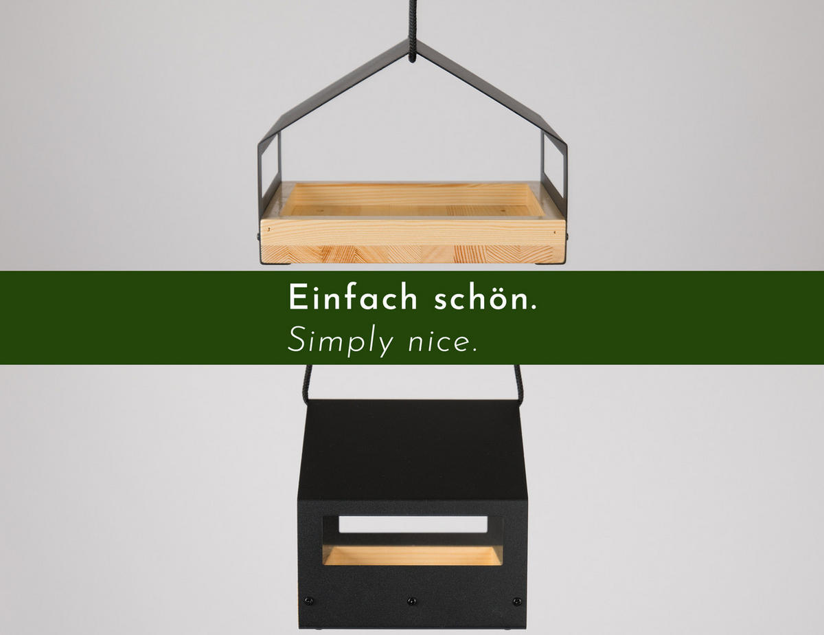 VOGELFUTTERSPENDER 2er Set aus Metall & Edelstahl - Schwarz, Metall (20/14/14cm) - WONDERMAKE