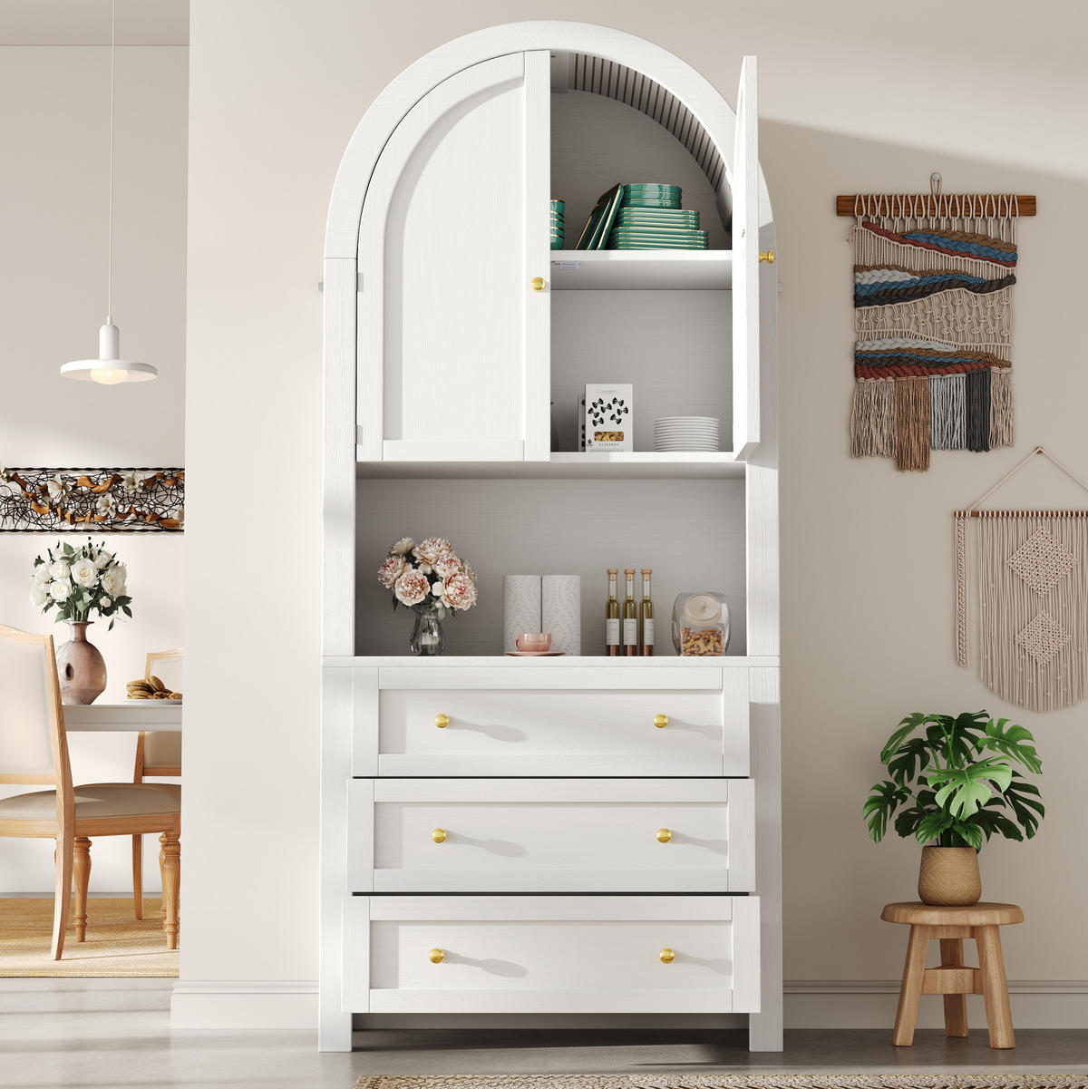 KOMMODE aus MDF 70x35x180cm in Weiß mit 3 Schubladen - Weiß, Holzwerkstoff (70/180/35cm) - Modfu