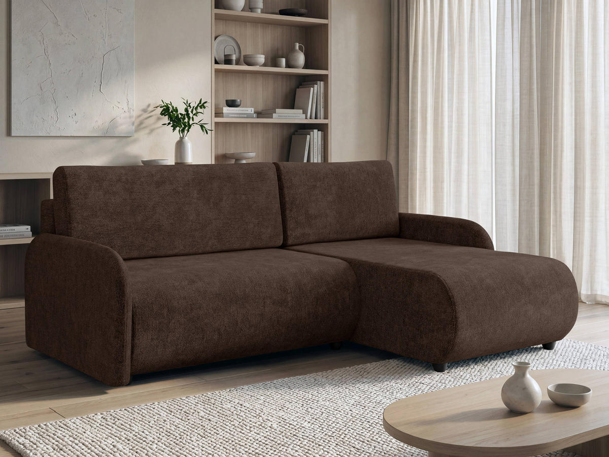 ECKSCHLAFSOFA Nest - Schwarz/Braun, Holz/Kunststoff (233/160cm) - MIRJAN24