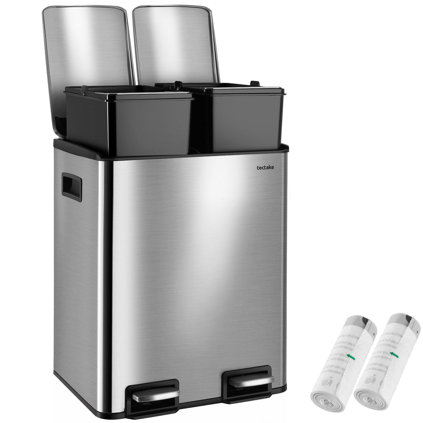 tectake Mülleimer Silber 40.5x50x34.5 cm