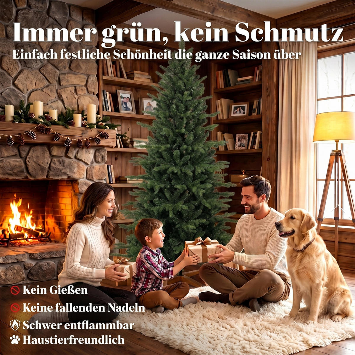 KÜNSTLICHER-WEIHNACHTSBAUM PE PVC Grün - Grün, Kunststoff (180cm) - HOMCOM