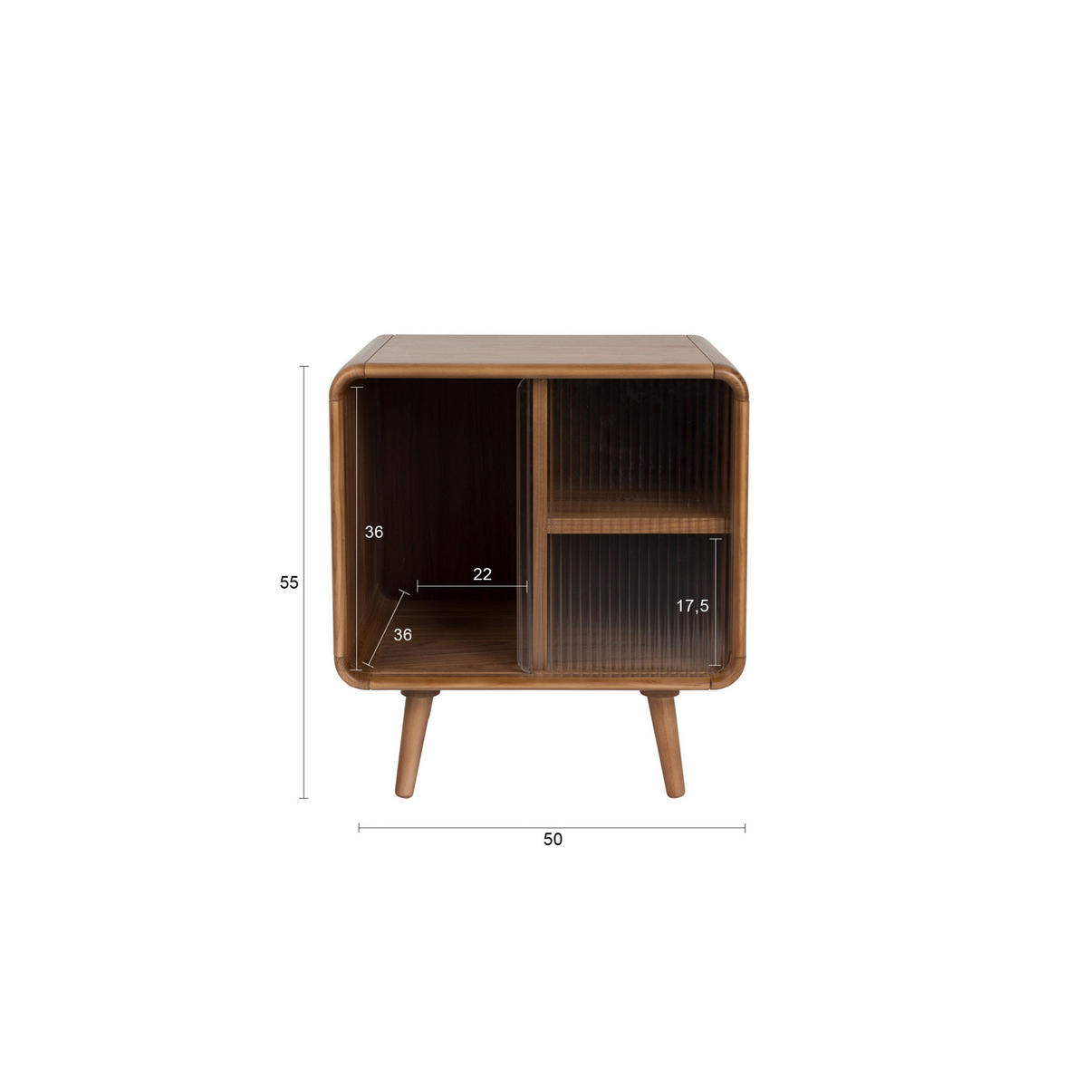 BEISTELLTISCH Rise Nachttisch Braun - Braun, Holz (40/50/55cm) - Zuiver