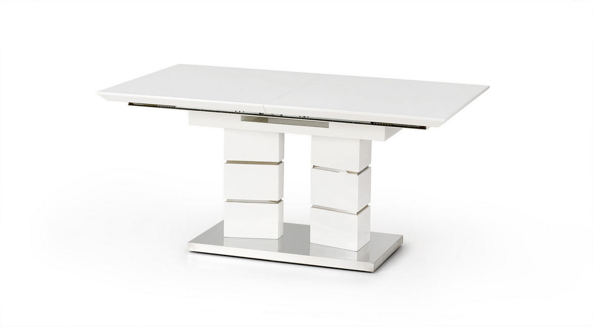 ESSTISCH rechteckig Weiß Hochglanz 160/90/76 cm - Chromfarben/Weiß Hochglanz, Holzwerkstoff (90/160/76cm) - designimpex