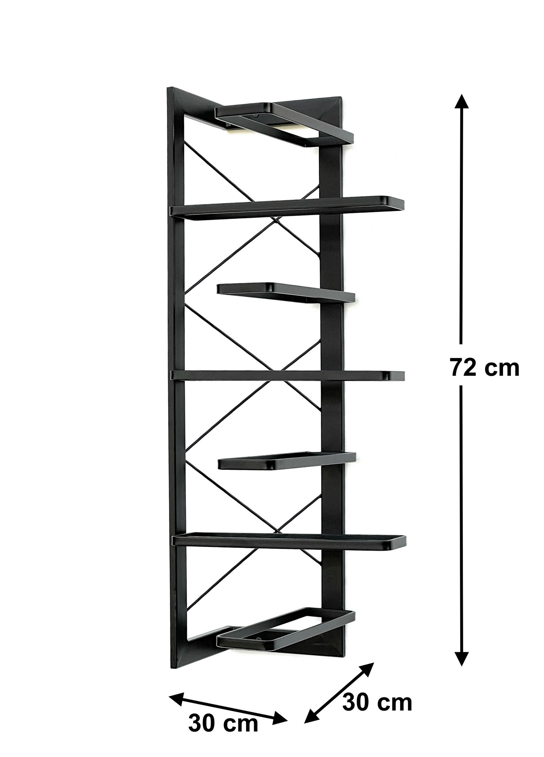 WEINREGAL für 7 Flaschen Metall Schwarz Wand 70 cm 96292 - Schwarz, Metall (30/72/30cm) - DanDiBo