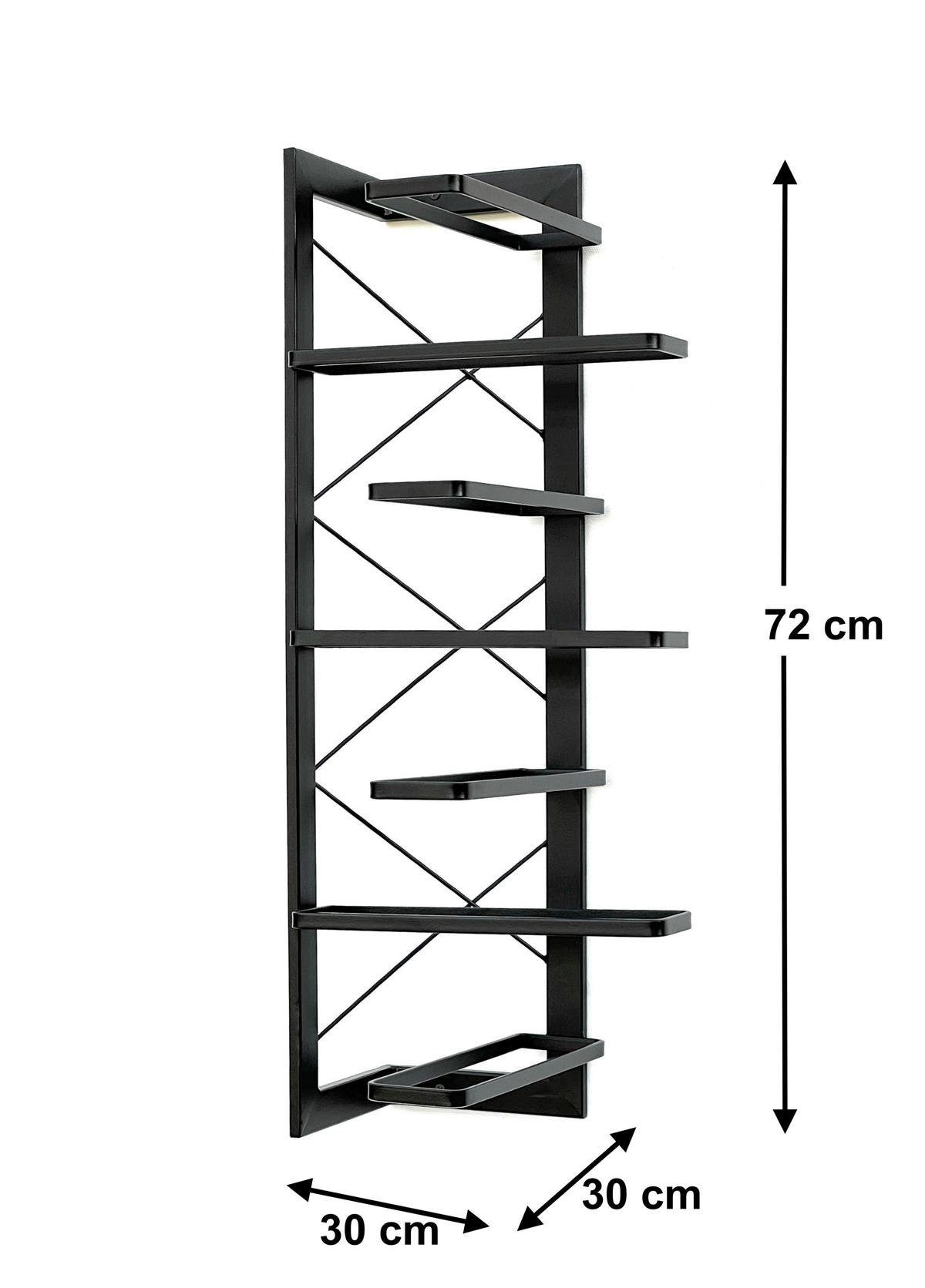 WEINREGAL für 7 Flaschen Metall Schwarz Wand 70 cm 96292 - Schwarz, Metall (30/72/30cm) - DanDiBo