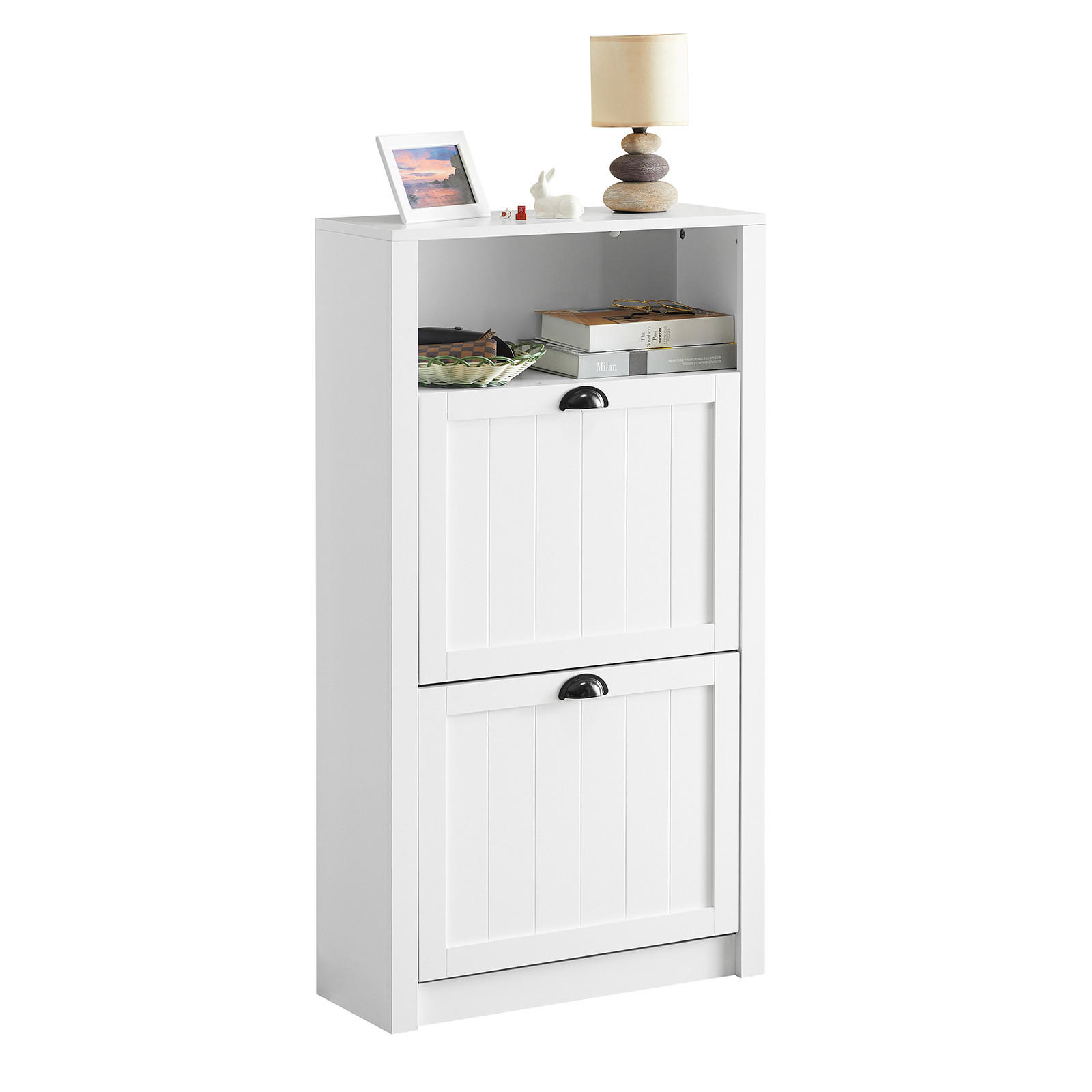 SCHUHSCHRANK Weiß - Weiß, Holzwerkstoff (60/110/24cm) - SoBuy