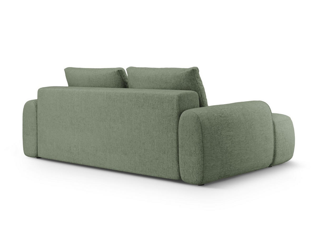 AUSKLAPPBARES-SOFA mit Bettkasten Linz aus strukturiertem Stoff dunkles olivgrün 4 Sitzplätze - Dunkelgrün, Textil (100/84/250cm) - Cosmopolitan Design