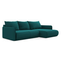 ECKSOFA mit Schlaffunktion Samt Stoff Blau - Blau/Petrol, Kunststoff/Textil (240/148cm) - LaMiaSofa