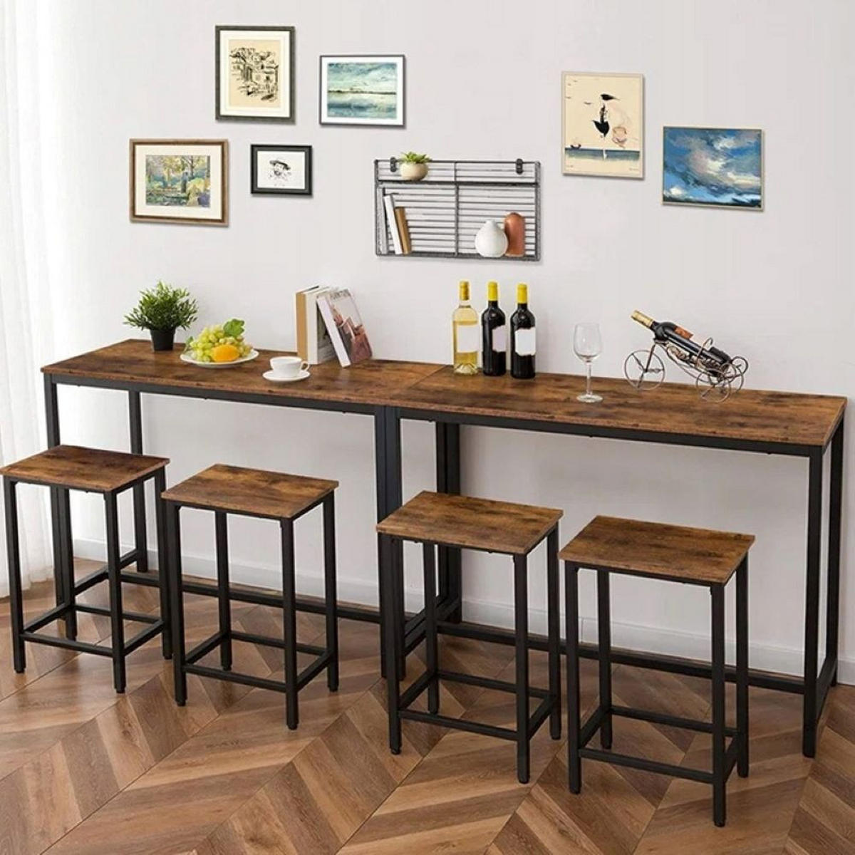 BAR-SET, 3-tlg. 100/40/90 cm - Braun, Holzwerkstoff (100/90/40cm)