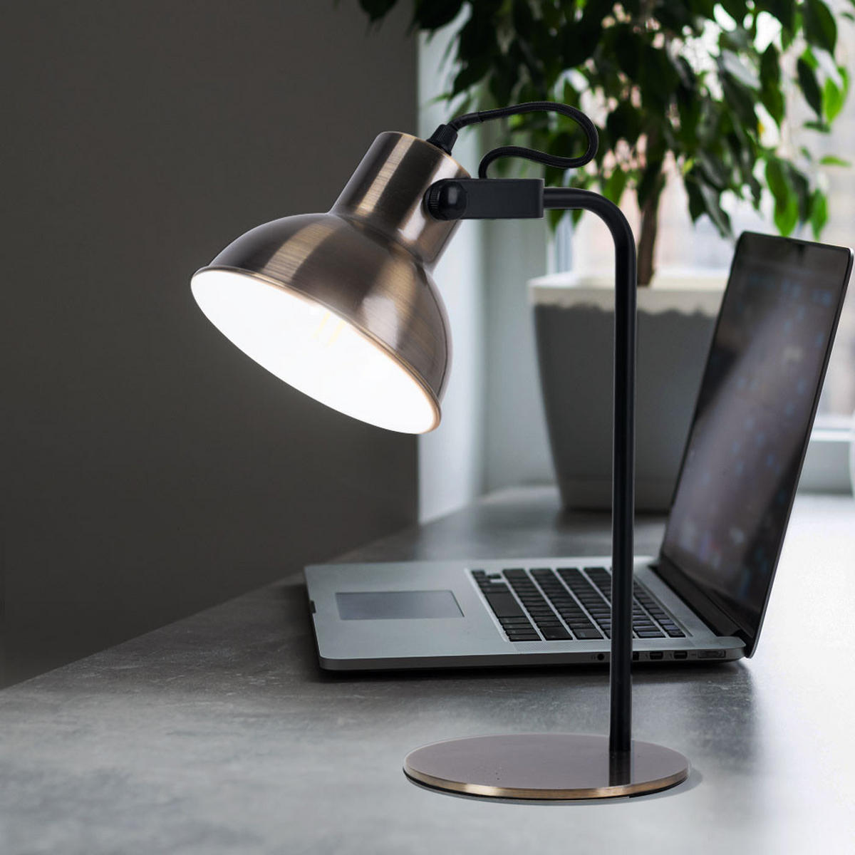 TISCHLEUCHTE Spot Messing Schwarz - Messingfarben, Metall (15/29/33.5cm) - Brilliant