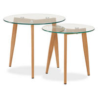 BEISTELLTISCH rund Glas 2er Set - Naturfarben, Glas (49/50/44cm) - Homestyle4u