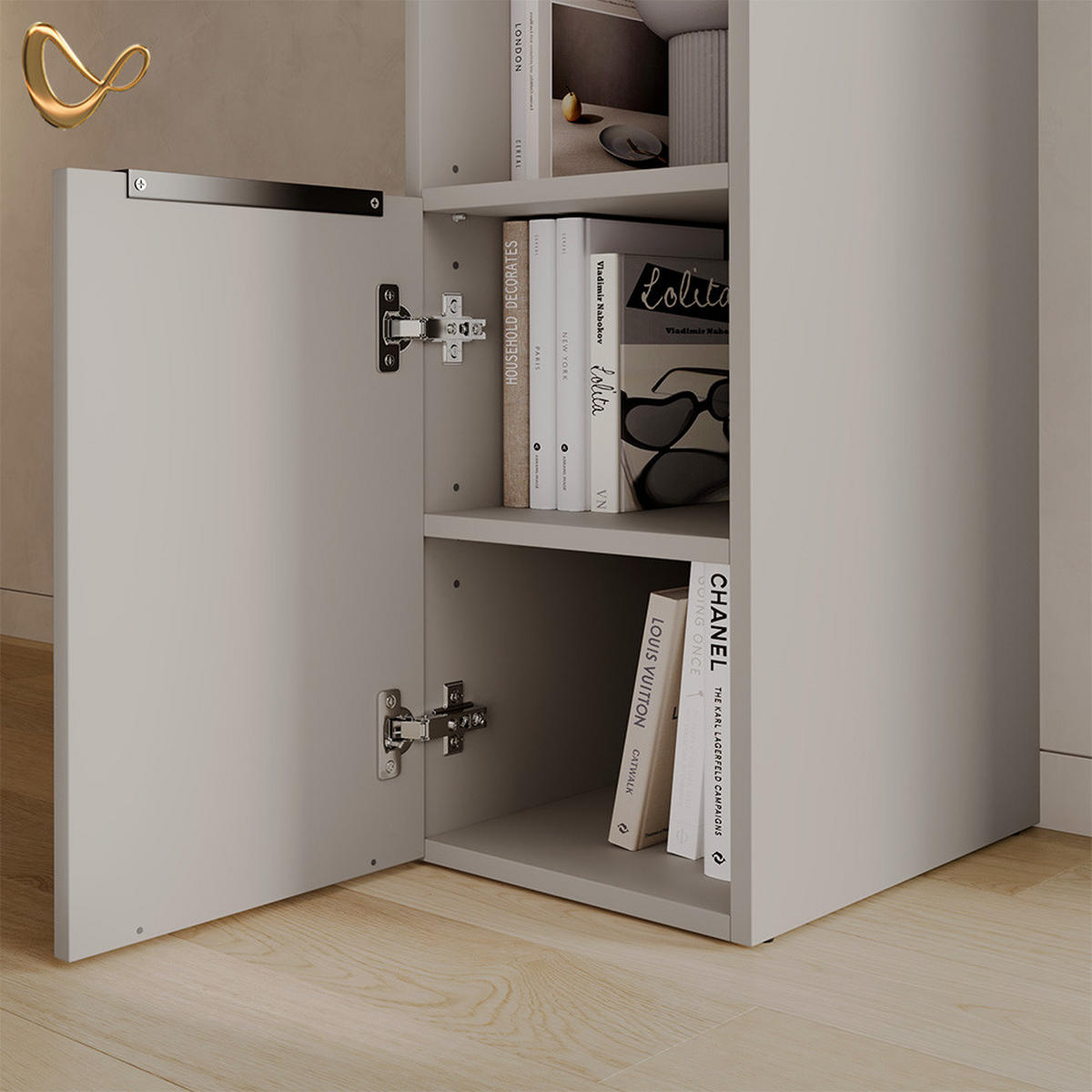 UNIVERSALSCHRANK Piave Greige mit einer Tür - Greige, Holzwerkstoff (30.2/120/40cm) - Livinity®